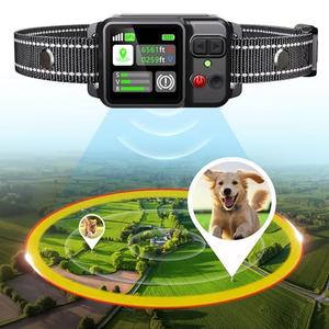 GPS Wireless Dog Fence System - Dog Collar, Electric Circular Fence for Dogs | Safe Zone Radius up to 6561 ft | GPS Positioning, Protection Mode, 100% Waterproof | Outdoor Use Only