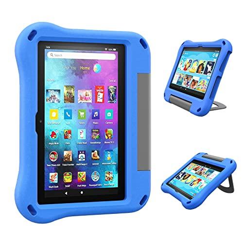 Fire HD 8 Tablet Case for Kids, Kindle Fire 8 Case(12th/10th Generation, 2024/2022/2020 Release)-Auorld Lightweight Shockproof Kid-Proof Cover with Handle Stand for Kindle Fire HD 8/8 Plus Tablet-Blue