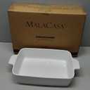 MALACASA 4.4 QT Baking Dish, 9x13 Large Casserole Dish for Oven, Ceramic Baking Pan, Rectangular Lasagna Pan Deep with Handles for Baking, Durable Microwave Oven Safe, Wedding Gift,White, Series BAKEBAKE