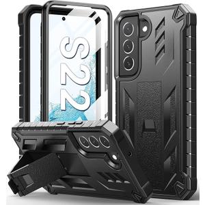SOiOS for Samsung Galaxy S22 Protective Case: Military Grade Drop Proof Protection Mobile Phone Cover with Kickstand | Rugged Shockproof TPU Matte Textured Sturdy Phone Bumper (Black)