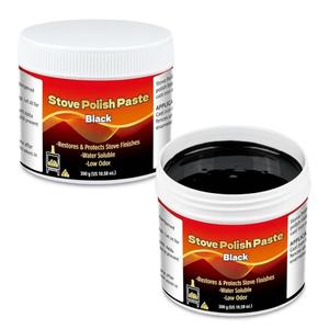 4 Pcs Stove Polish Set Includes 2 Pcs 10.58 oz Black Stove Polish Paste, 2 Brush