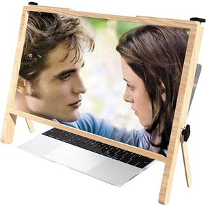 3D Laptop Screen Magnifier, Foldable Laptop Screen Magnifying Compatible with 15/16/17/18/20 Inch Mobile Phone, Tablet, Laptop; HD Desktop Screen Magnifying Glass (Color : Brown)