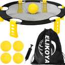 Elikoya Outdoor Beach Ball Game Includes 4 Balls, Net and Carrying Bag - Roundnet Yard Games Set for Adults, Kids, and Family - Perfect for Beach, Yard, Lawn, Backyard, and Park