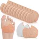 24 Pieces Foot Pads for Dancer Sesamoiditis Pads for Ball of Right Feet Pain Felt Forefoot Cushion Self Adhesive Foot Cushion for Men Women Dancing Pain Relief(Beige)