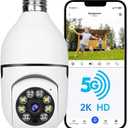 Light Bulb Security Camera, 5G& 2.4GHz WiFi 2K Security Cameras Wireless Outdoor Motion Detection and Alarm,Two-Way Talk,Color Night Vision,Human Detection, Camera Light Bulb Easy to Install