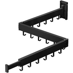 ZdwCyl Clothes Drying Rack Wall Mounted,Laundry Rack Wall Wount,Drying Rack Clothing for Laundry,Retractable Dryer Racks,Wall Mounted Drying Rack Collapsible, Black, Sandy Coating,3z-b01