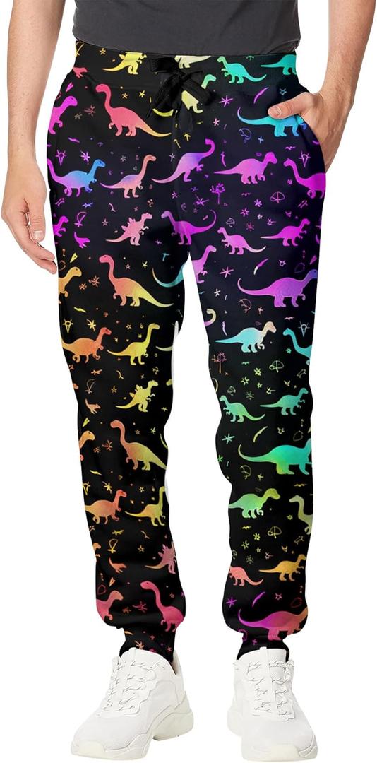 Goodstoworld Mens Cool Joggers Pants 3D Novelty Casual Sweatpants with Drawstring (Black, XL)