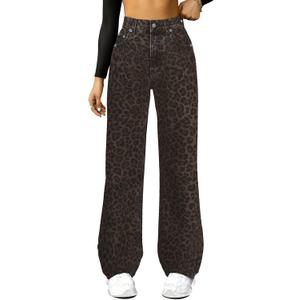 Straight Leg Jeans for Women,High Waisted Wide Leg Loose Microelastic Boyfriend Denim Pants, 8