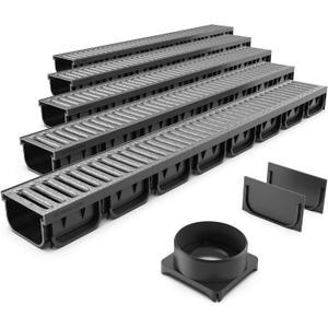 Vodaland - 4 Inch Easy 2 Premium Trench Drain Channel - Galvanized Stamped Steel Grating (5)