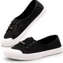 Harvest Land Womens Canvas Low Top Sneakers Slip on Shoes for Women Fashion Walking Sneakers (9, Black)