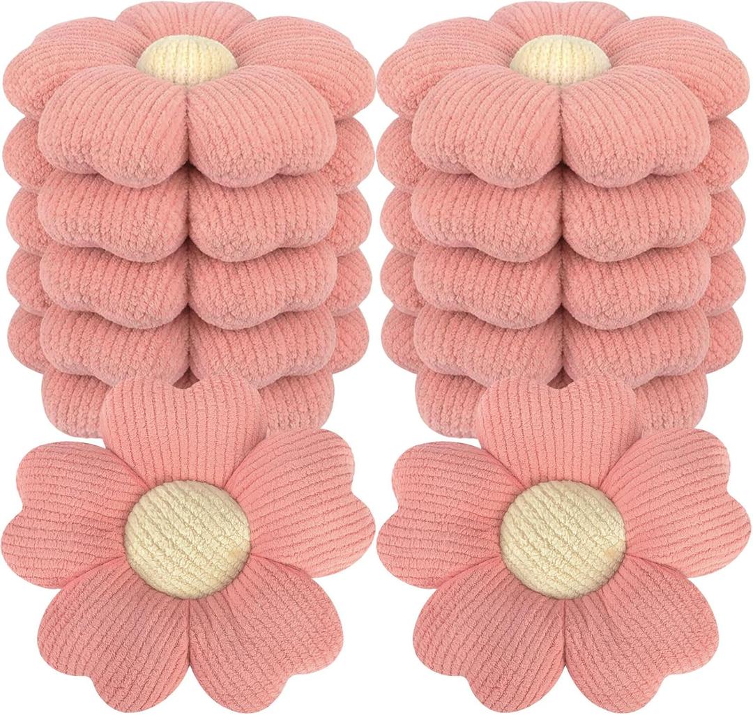 Beeveer 10 Pcs 15.75" Flower Plush Pillow for Sofa, Monochrome, Pink, 15.75 x 15.75 x 2.36 inches