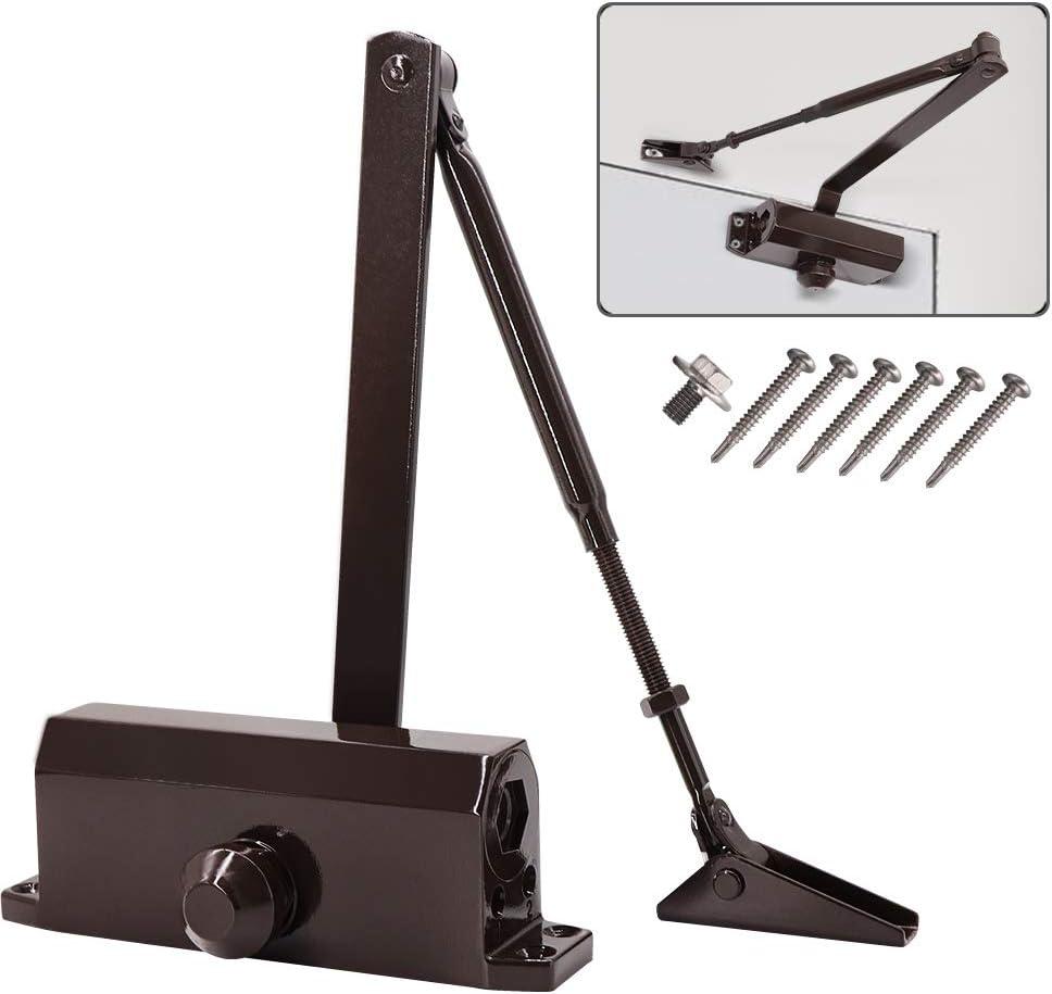 MARIE Automatic Door Closer Commercial Grade 2 Spring Heavy Duty Fireproof Adjustable Door-Closer, Brown