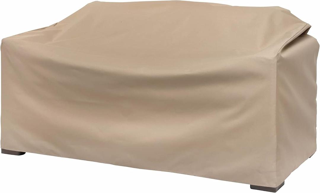 Modern Leisure Basics Patio Loveseat/Sofa Cover - Weather-Resistant Fabric - Outdoor Furniture Protection Perfect for Patio, Deck, and Porch - 55" L x 33" W x 38" H - Khaki