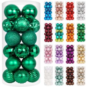 XmasExp 24ct Christmas Ball Ornaments Shatterproof Xmas Tree Hanging Balls Decorations Perfect for Holiday Wedding Christmas Decor (Malachite Green, 1.57")