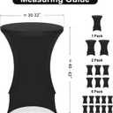 FestiCorp Spandex Black Table Cover, Cocktail Fitted Tablecloths, Round Highboy Stretch Table Covers Cloths for Party, Bar, Wedding, Birthday, Banquet, 30"-32" Diameter x 40"-43" Height