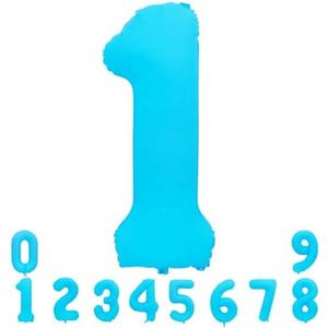 TONIFUL 40 Inch Bright Blue Large Number 1 Balloon for 1st Birthday Party Decorations Big Bright Blue Foil Mylar Digital 1 for Graduation Wedding Bridal Shower Engagement Anniversary Photo Shoot