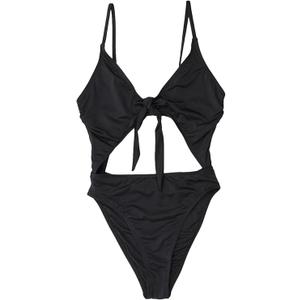 ToBeInStyle Women's Cut Out Cheeky Coverage One Piece, L, Black (High Cut Front Tie) ToBeInStyle Women's Cut Out Cheeky Coverage One Piece, L, Black (High Cut Front Tie)