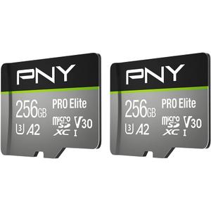 PNY 256GB PRO Elite Class 10 U3 V30 A2 microSDXC Flash Memory Card 2-Pack - Read Up to 100MB/s, Write Up to 90MB/s, 4K UHD, Full HD, UHS-I, Professional Performance, Smartphones, Action Cameras
