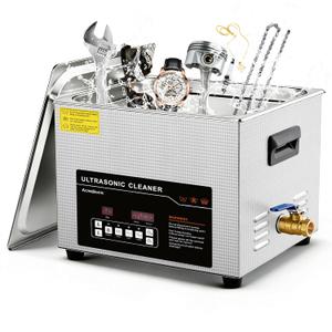 Ultrasonic Cleaner 15L Dual-Frequency Professional Digital Stainless Steel Cleaning Machine with Heater Timer for Denture, Coins, Small Metal Parts, Circuit Board, Lab Tools, etc