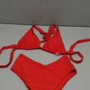 Layakanup V Cut Bikini Sets for Women Halter Push Up Bikini Top Sexy high Waisted Cheeky Bikini Bottom Swimsuits (Medium, Red)