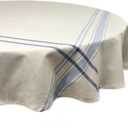 DII French Stripe Dining Table Collection Farmhouse Style Tablecloth, 70 Inches Round, Taupe/Blue