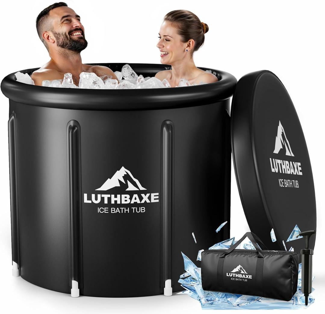 Cold Plunge - XXL Upgraded 136 Gallon Ice Bathtub With Cover Freestanding Bathtub| Portable Ice Bath With 5 Layers Surface Tech | Inflatable for Outdoor and Camping Recovery & Cold Water Therapy