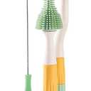 3 in 1 Baby Silicone Bottle Brush Set, Multipurpose Bottle Cleaner, Bottle Brush with Storage Holder, Food Grade Silicone, Effortless Scrubbing, Baby Bottle Cleaning Brush (Green)
