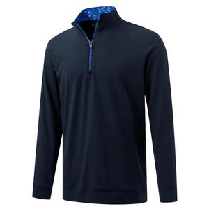 M MAELREG Mens Quarter Zip Pullover Lightweight Performance Solid Stretch Mock Neck Half Zip Mens Sweatshirt Navy, Size 2XL