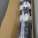 Blissun 9 ft Solar Umbrella 32 LED Lighted Patio Umbrella Table Market Umbrella with Tilt and Crank Outdoor Umbrella for Garden, Deck, Backyard, Pool and Beach (Black and White)