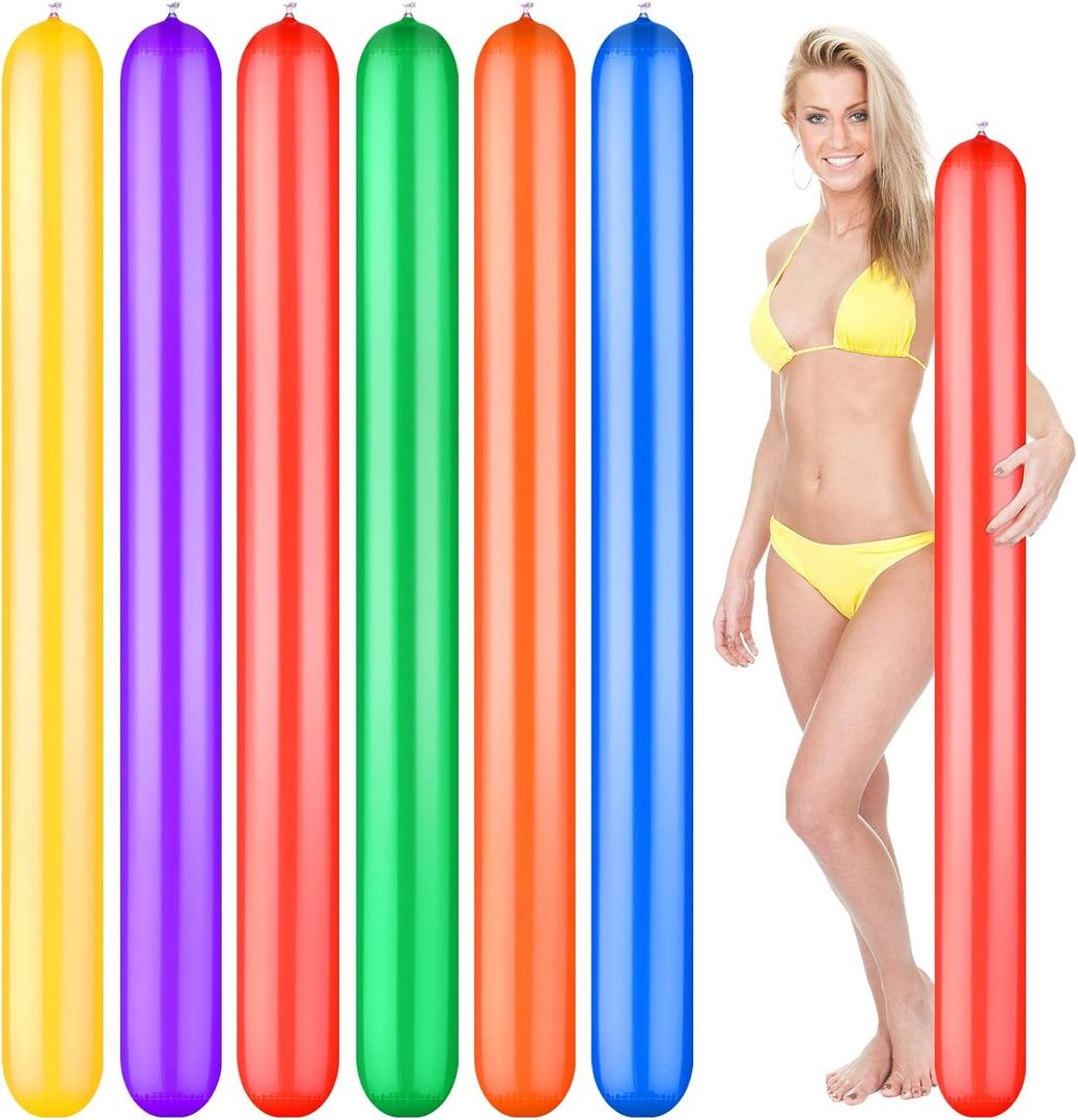 6 Pcs 59 Inch Pool Inflatable Sticks Colorful Inflatable Pool Noodles Stick Giant Blow up Pool Noodles PVC Float Outdoor Water Games Toy for Adult Swimming Pools Beach Lake Party, 6 Color