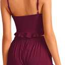 Avanova Women Sexy 2 Piece Pajama Set Ruffle Trim Cami Top and Shorts Sleepwear Set (Red, XS)