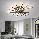 JAYMP 7 Lights Linear Modern Ceiling Lamp 41.3 inch Dimmable Led Semi Flush Mount Black Ceiling Light Fixture for Bedroom Dining Room Kitchen Island Living Room, 7 Lights, Large