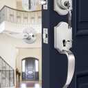 Goldenwarm Front Door Handle and Deadbolt Set, Brushed Nickel Front Door Lock Set with Reversible Handle Lever, Classic Front Door Hardware, Single Cylinder Front Door Entry Lock