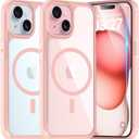 TAURI for iPhone 15 Case, Compatible with MagSafe [Anti-Yellowing] with Screen Protectors, Military-Grade Protection, Shockproof Slim Magnetic Phone Case for iPhone 15 6.1", Pink