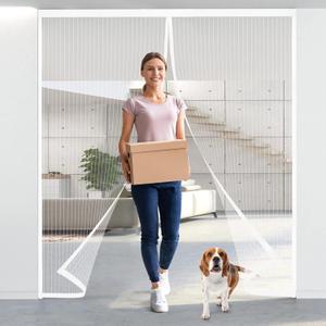 Titan Mall 72x80" Upgraded Magnetic Screen Door with Durable Fiberglass Mesh Curtain Fits Door Full Frame Seal Loop Fits Door- White
