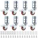 QWORK 3" Boltless Rack Caster Wheels, 8 Pack Storage Shelf Accessories, Heavy Load 1000 lb Capacity for Garage, Warehouse & Workshop Shelving, 8-11/16" Total Height, 2-1/16" Side Length