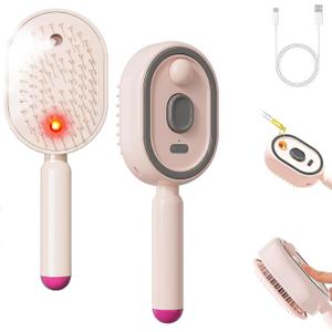 Electric Steam Brush, Rechargeable Detangling Straightener (Pink) | Rechargeable, Detangling Straightener, Smooths Frizz & Static, Nourishes Hair, Portable Travel Design for All Hair Lengths