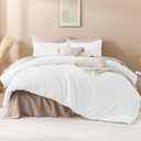 Andency White Comforter King Size, 3 Pieces Boho Bedding Set & Collections, Farmhouse Tufted Fluffy Bedding Comforter Sets for King Bed (1 Comforter 104x90In, 2 Pillowcases)