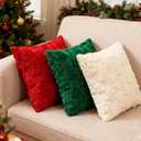 3-Pack Christmas Tree Pillow Covers 18x18 Inch - Xmas Throw Pillow Cover Decorations - Soft Plush Cushion Case for Christmas Sofa Couch Bed Room Decoration - Winter Holiday Home Decor