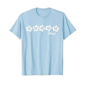 Maui Hawaii with Hawaiian Hibiscus Flowers T-Shirt, Large