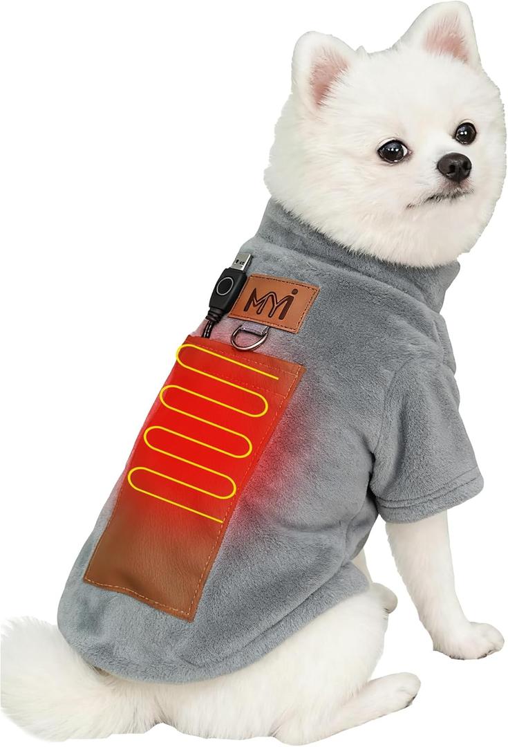 MYI Winter Heated Dog Electric Warm Coat Clothes for Small Medium Large Dogs Outside/Inside Cold Weather Jacket pet Vest Gray, M (NOT Included Batteries)