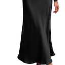 PRETTYGARDEN Women's Midi Satin Skirt Dressy Casual Summer High Waisted A Line Flowy Ruffle Elegant Party Skirts , Size XL