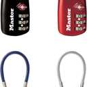 Master Lock Set Your Own Combination TSA Approved Luggage Lock, Travel Zipper Padlock is Perfect for Suitcases, Bags, or Backpacks, 4 Pack, Color 4688EC4