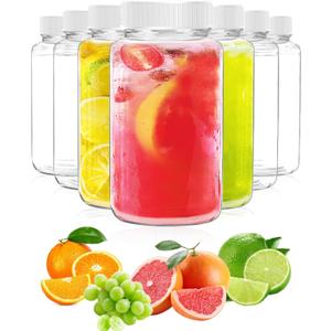 3 Ounce 9 Pcs Glass Juice Bottle Bulk Beverage Containers Glass Drink Containers for Milk Juice Drinks Bottle White Lid
