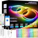 MIWISE RGB Smart IC COB LED Strip Light,32.8ft Color Chasing Flexible LED Tape Light,WS2811 Addressable RGB Strip with APP Control/Music Mode,Work with Alexa/Google,for Home DIY Lighting Projects