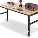 VEVOR Adjustable Workbench, 2000 lbs Capacity, 61 x 20-inch Heavy Duty Work Bench with 27.1-36 Inches Height Adjustment, Garage Workbench with Power Outlets, Suitable for Office, Garage, Workshop