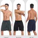 5 Pack Mens Athletic Gym Workout Shorts Quick Dry Basketball Running Lightweight Shorts with Pockets (Large, 3 Black 1 Blue 1 Gray)