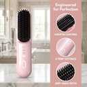 Go Brush - Pro for Short Hair - 2026 Upgraded Cordless Straightening Brush with 30s Fast Heat, 4 Temperature Settings, Ionic & Ceramic Care, 4000mAh USB-C Rechargeable for Frizz-Free Styling (Pink)