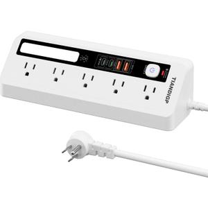 Power Strip Surge Protector,5 Outlets with PD65W Charging (2 USB-A 2 USB-C) with Night Light 6ft Extension ETL Listed Cord, for Home, Office, Dorm Essential UL Test Report (PD35W-white)