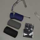 REAVEE 3 Pack Folding Reading Glasses for Men Women, Blue Light Blocking Computer Readers Spring Hinge with Small Compact Case, Black Blue Grey 2.75